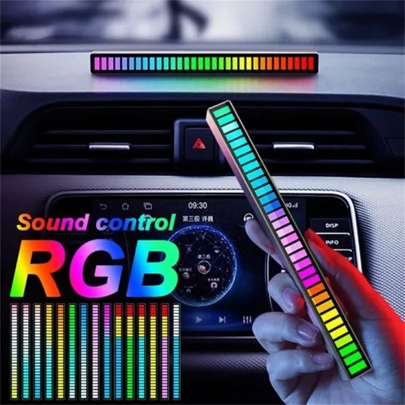 Smart RGB LED Light Bars Music Level Indicator Light Rhythm Ambient Light Colorful Sound Control 16/32 Bit for Car Gaming PC TV