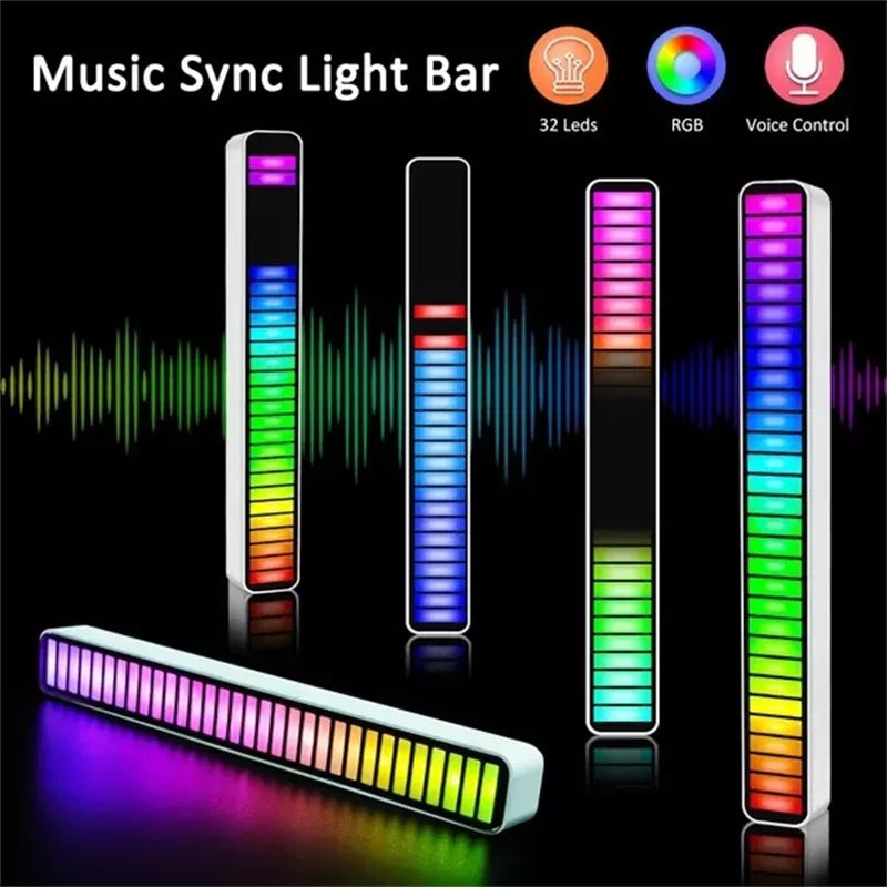 Smart RGB LED Light Bars Music Level Indicator Light Rhythm Ambient Light Colorful Sound Control 16/32 Bit for Car Gaming PC TV